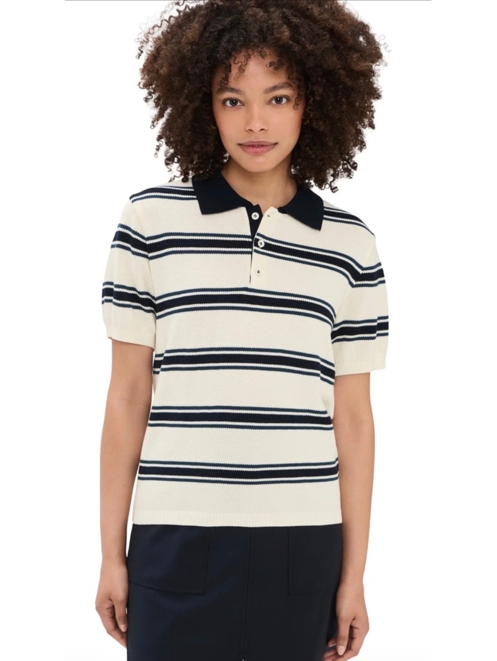 DUNST striped short-sleeve knit polo shirt